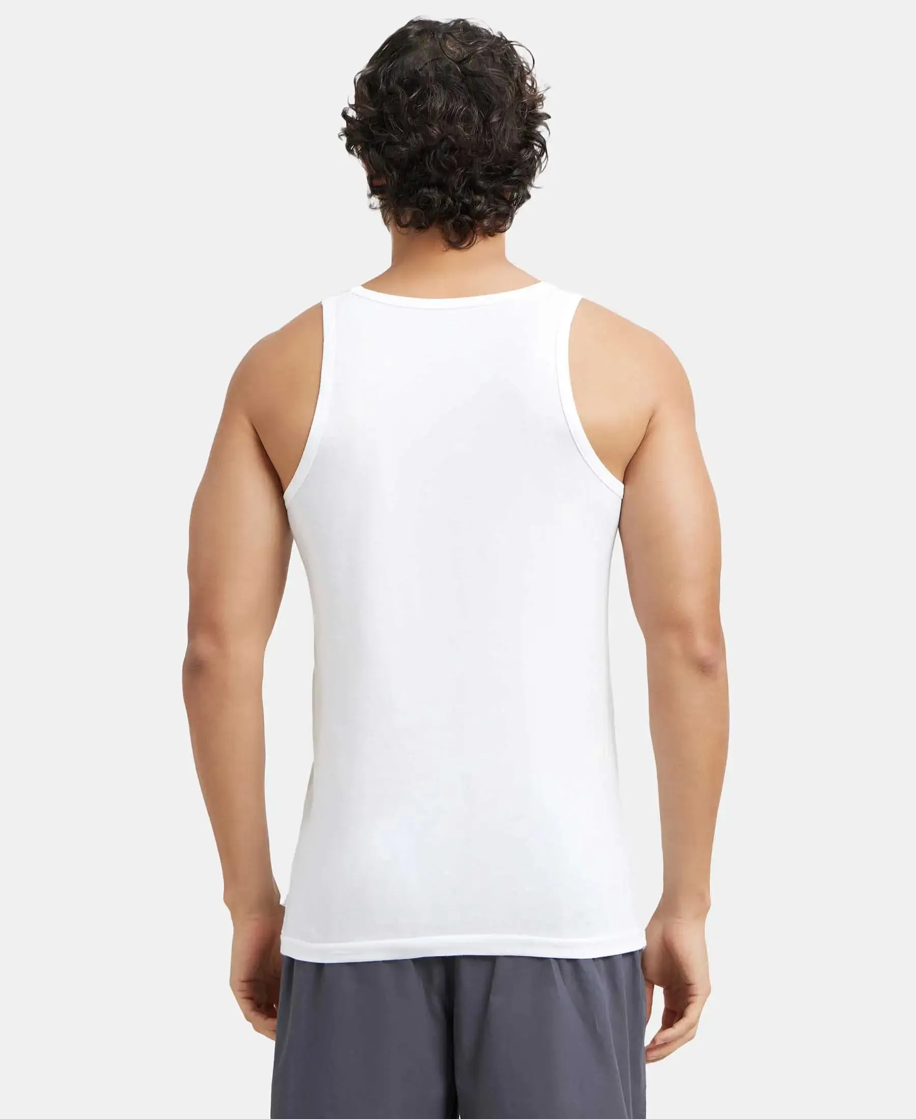 Super Combed Cotton Round Neck Sleeveless Vest - White