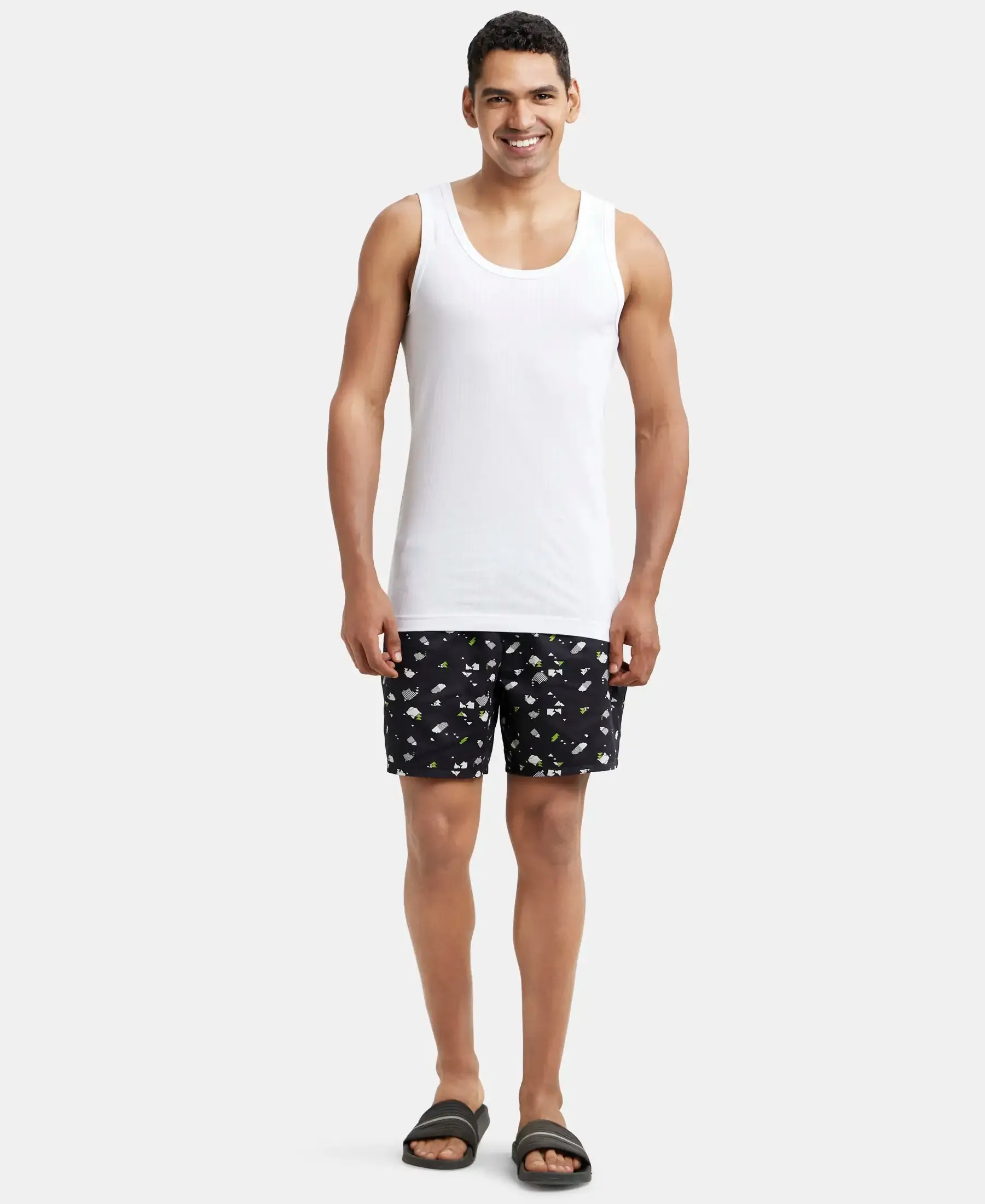 Super Combed Cotton Round Neck Sleeveless Vest - White