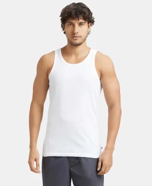 Super Combed Cotton Round Neck Sleeveless Vest - White