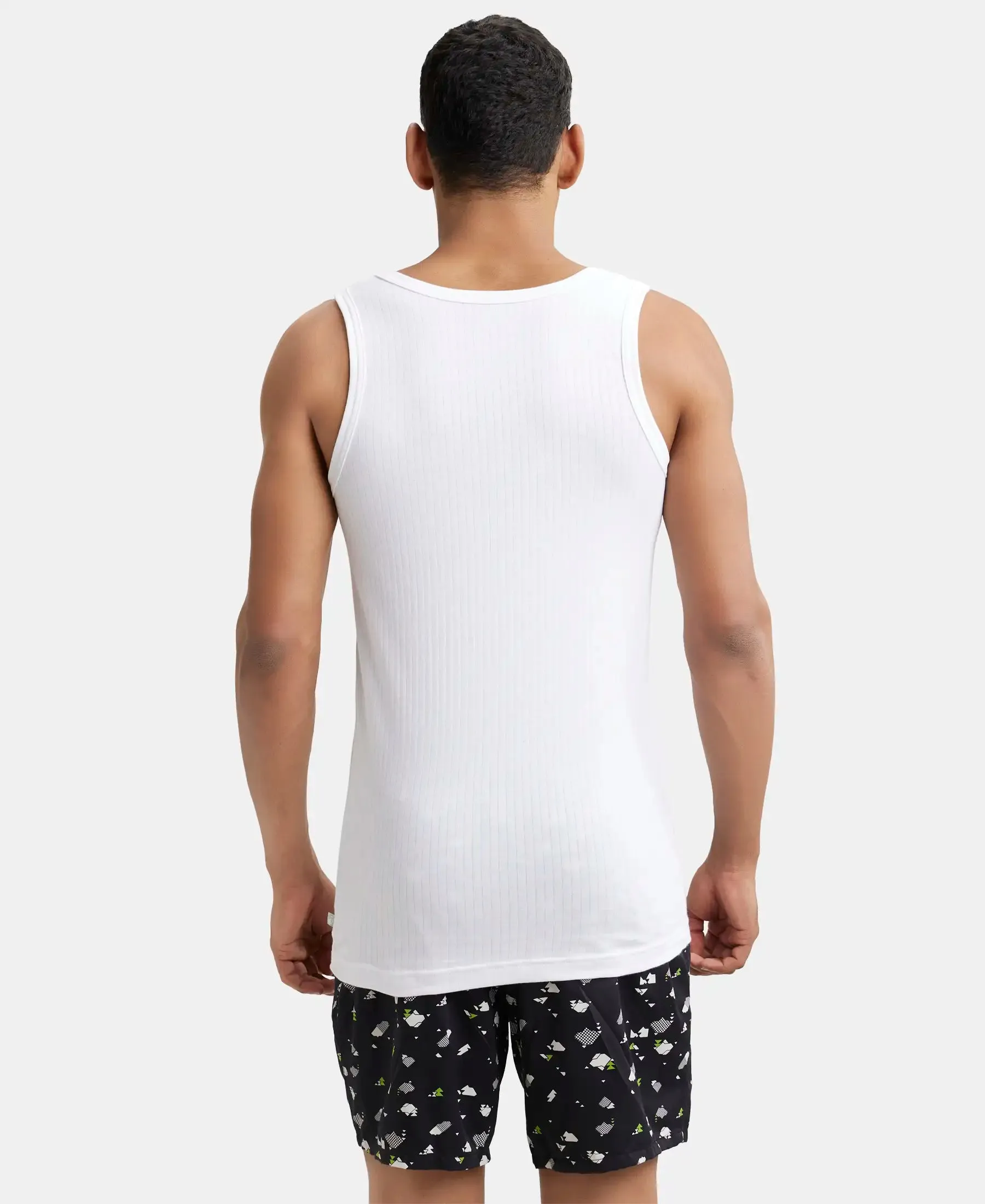 Super Combed Cotton Round Neck Sleeveless Vest - White