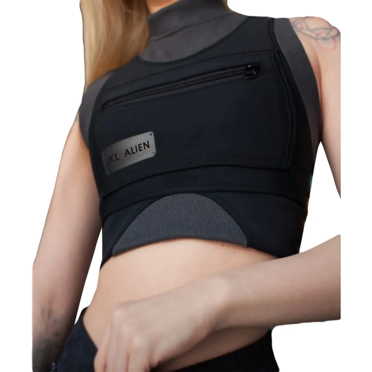 Techwear Patchwork Print Vest