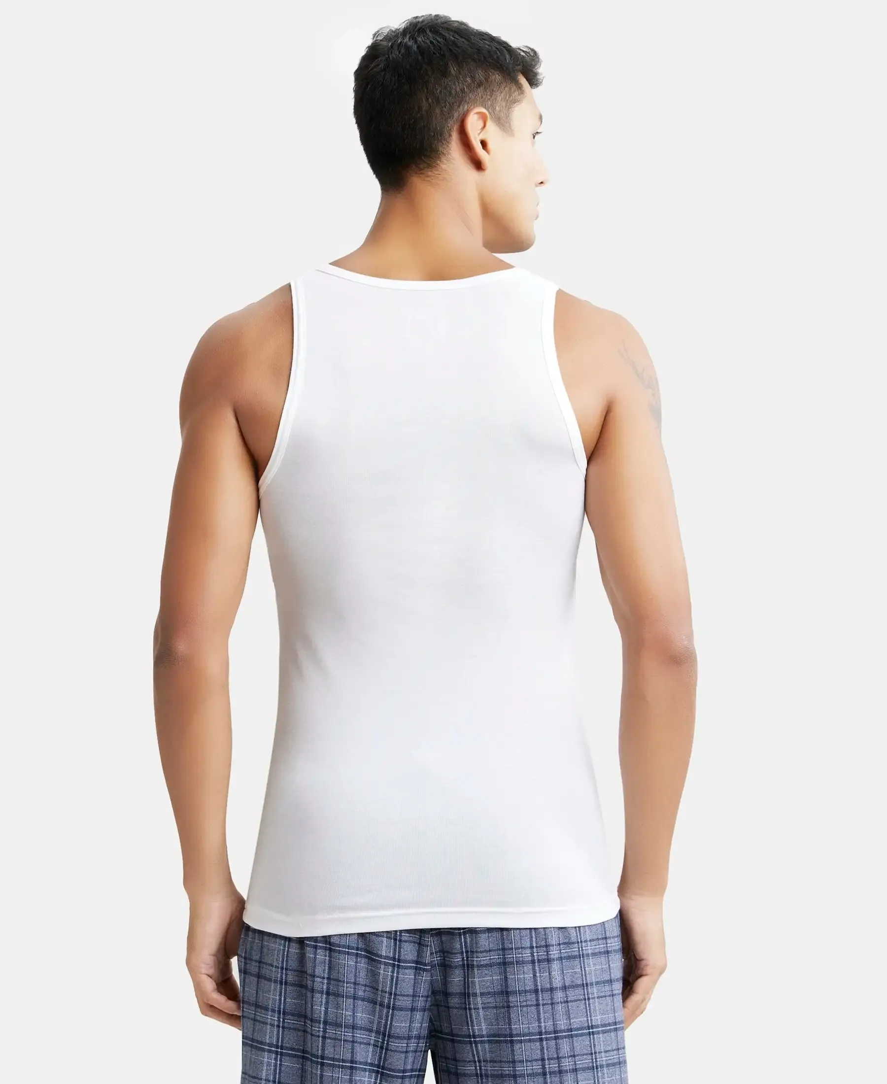 Tencel Micro Modal Cotton Rib Sleeveless Vest with Extended Length - White