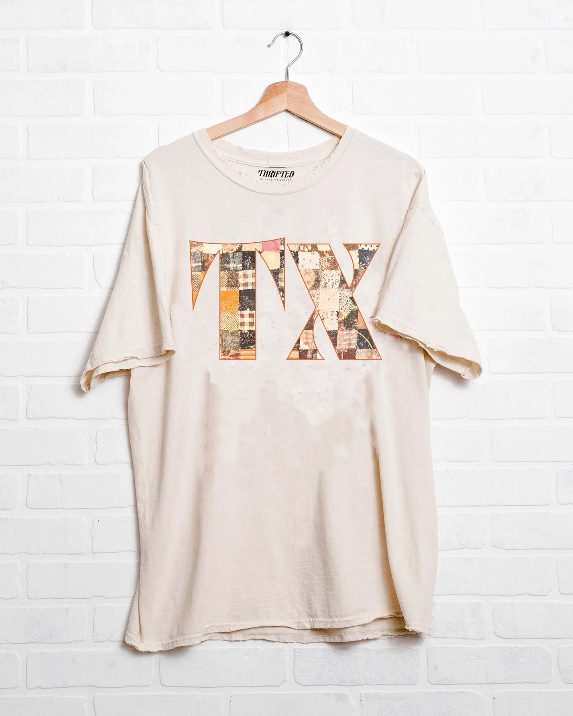 Texas Quilt Off White Thrifted Tee (FINAL SALE)