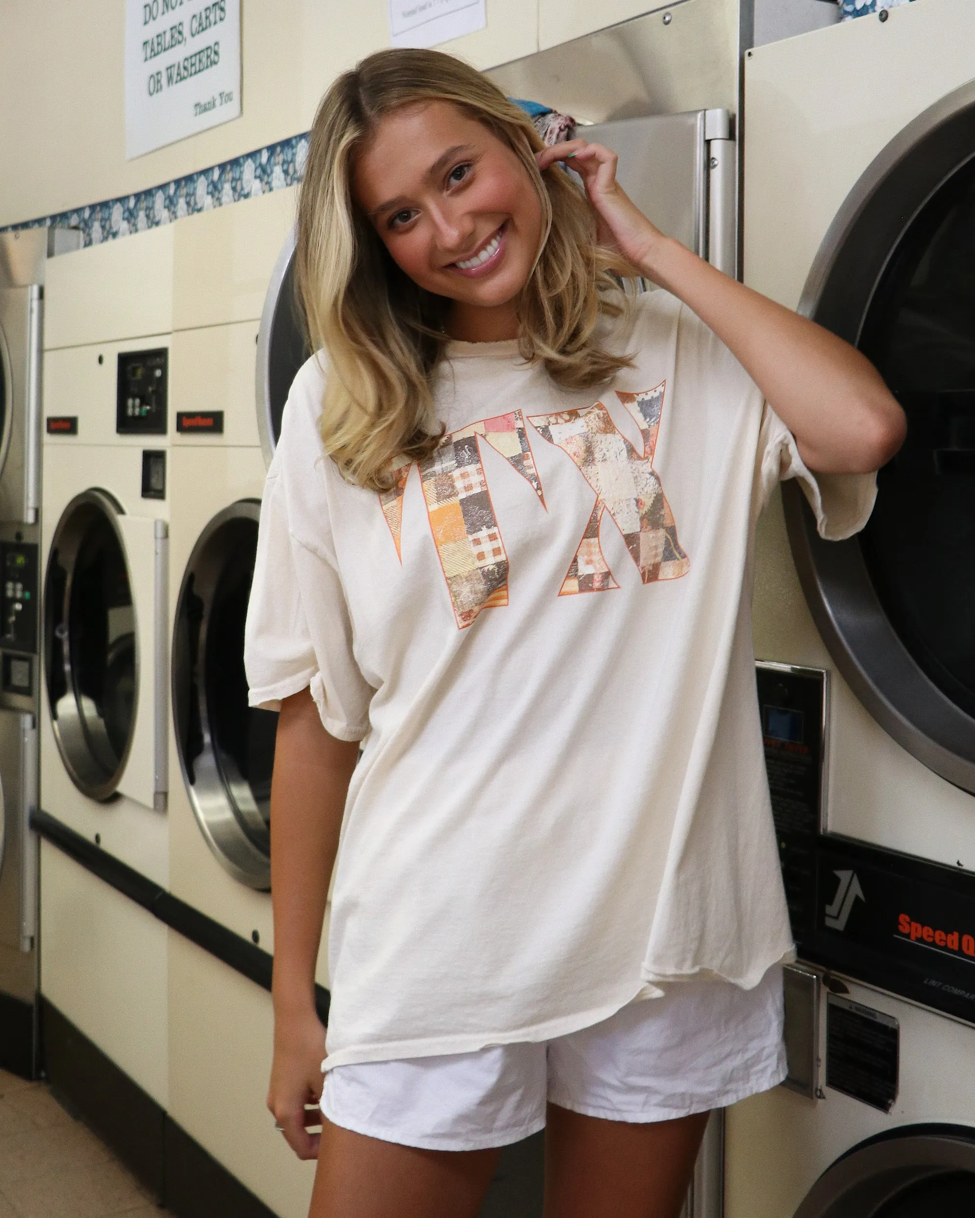 Texas Quilt Off White Thrifted Tee (FINAL SALE)