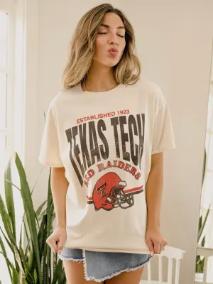 Texas Tech Established Date Helmet Off White Thrifted Tee