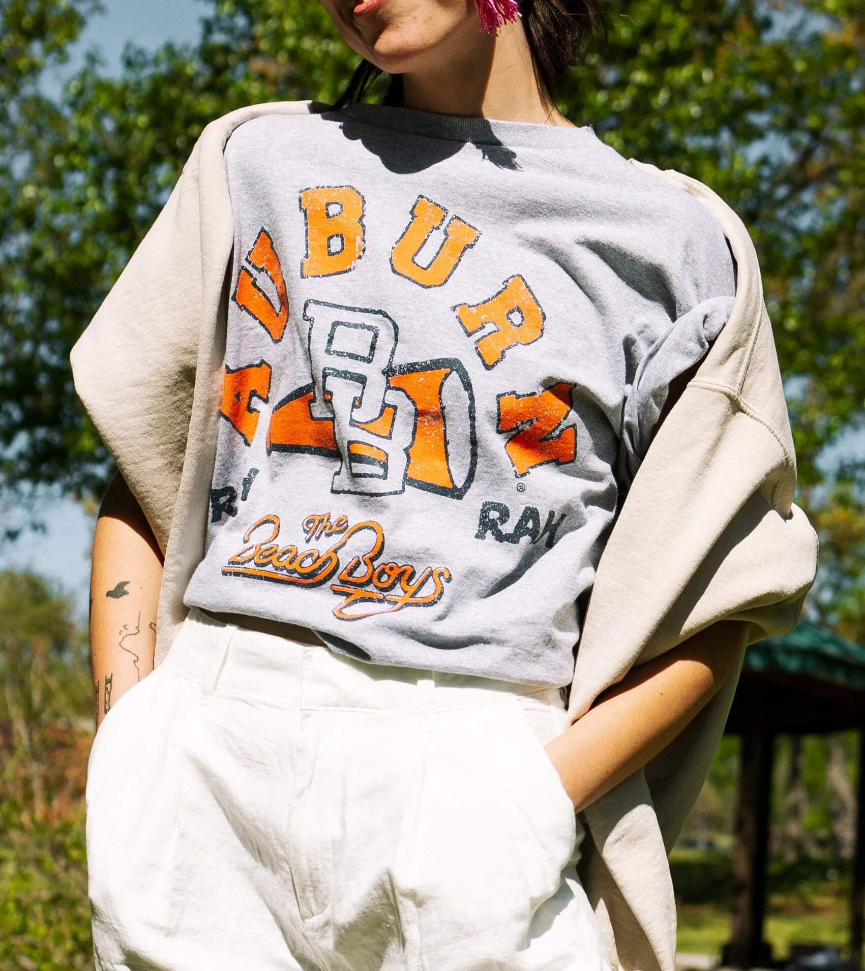 The Beach Boys Auburn Tigers Cheer Arch Gray Thrifted Tee