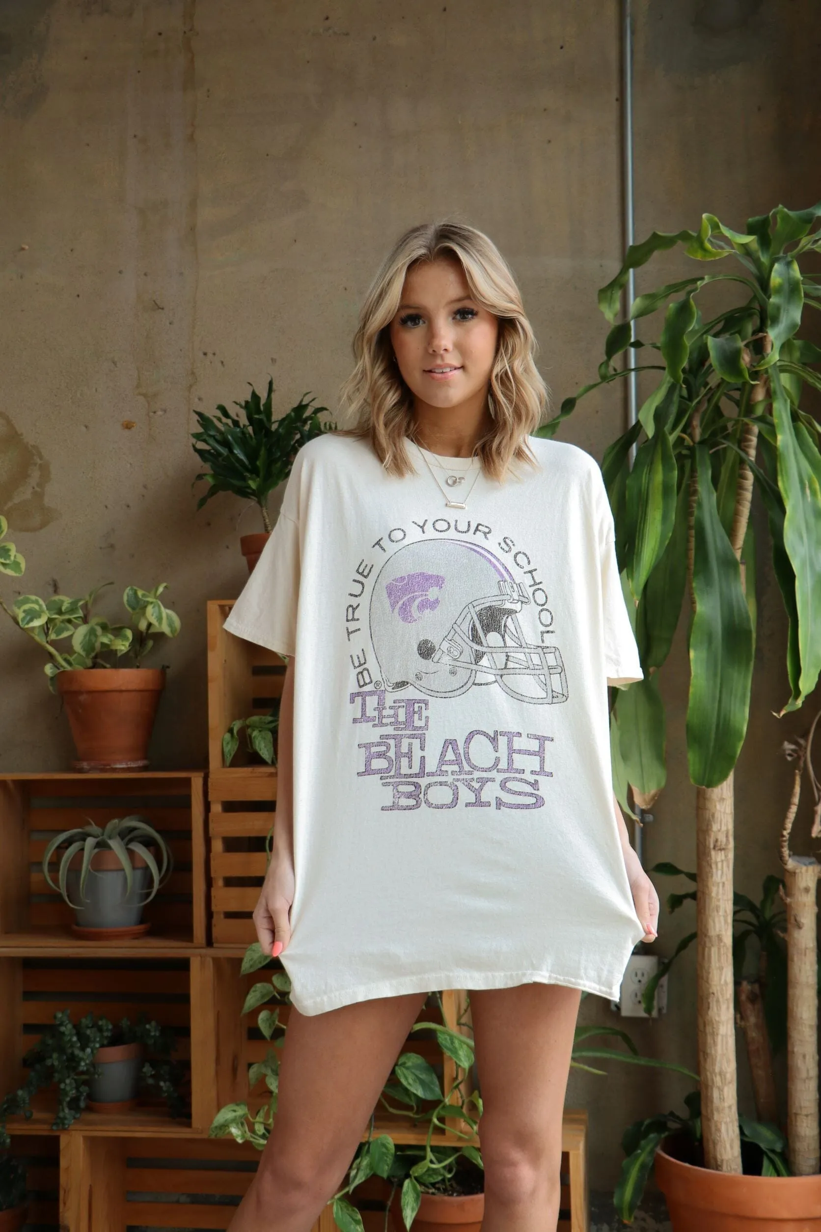 The Beach Boys KSU Wildcats True To Your School Off White Thrifted Tee