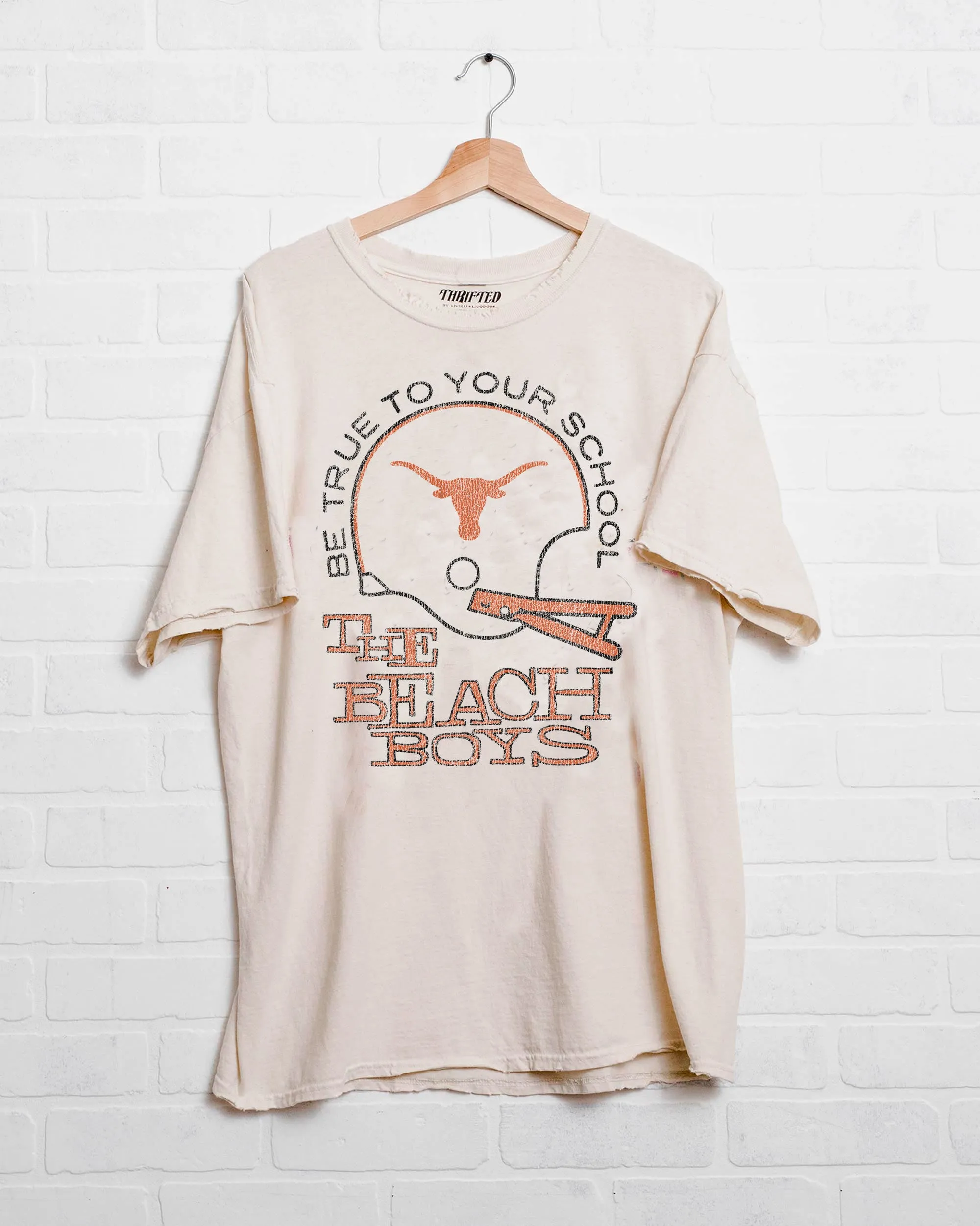 The Beach Boys Longhorns True To Your School Off White Thrifted Tee