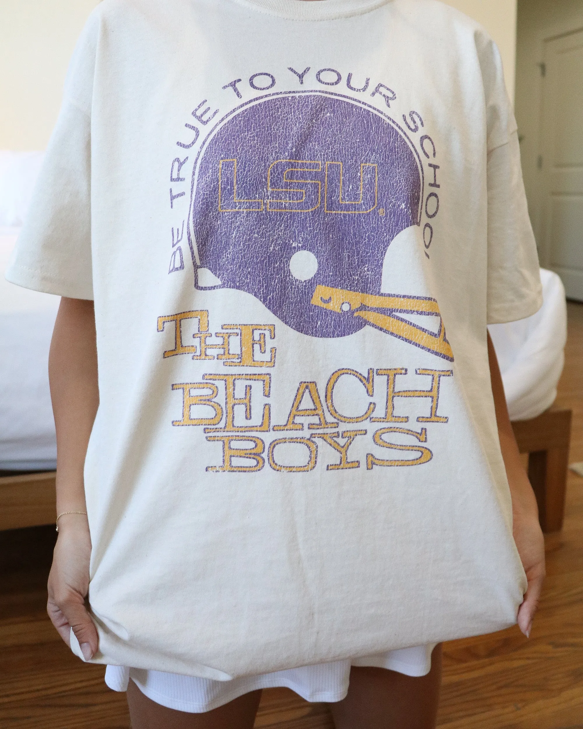 The Beach Boys LSU Tigers True To Your School Off White Thrifted Tee