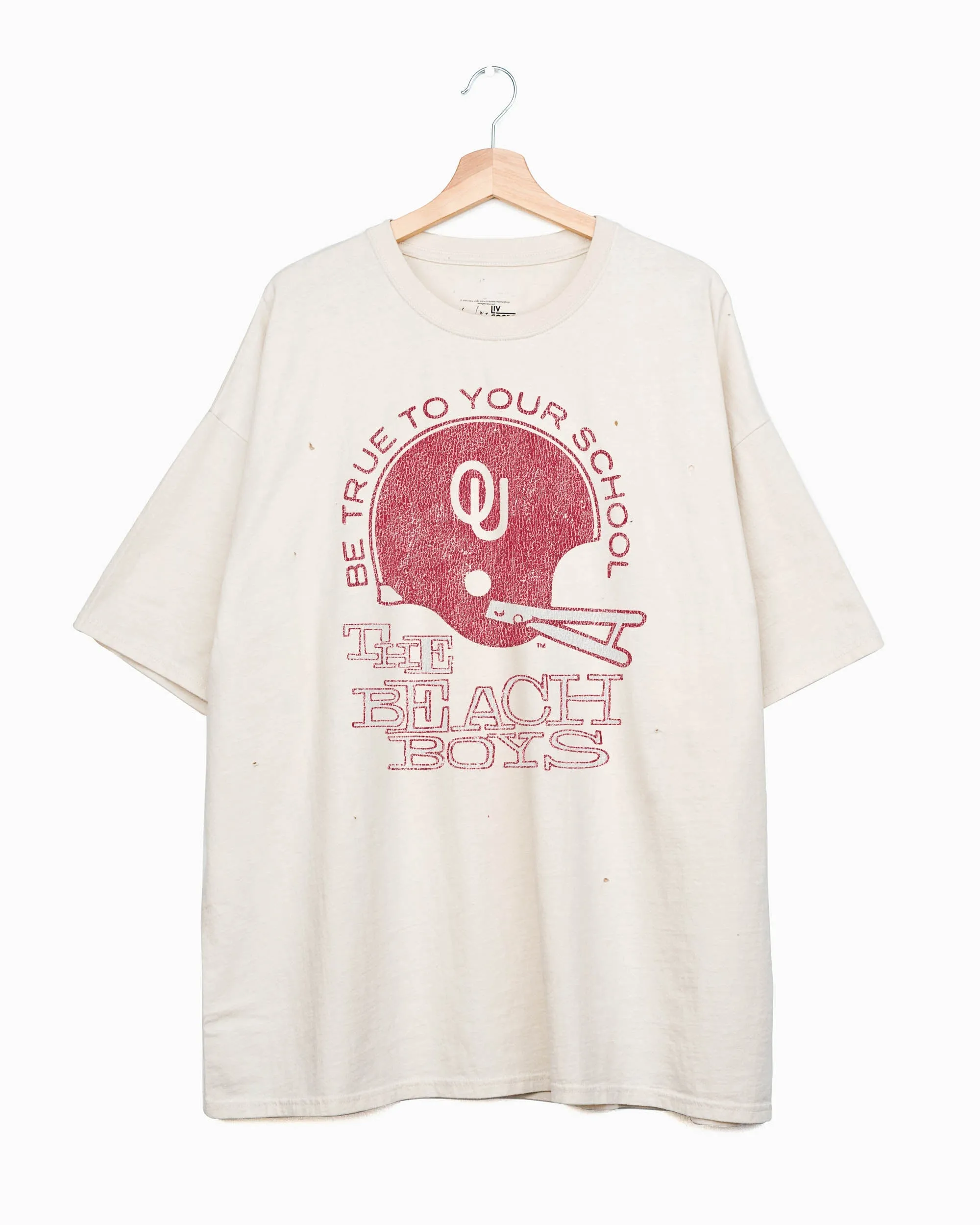 The Beach Boys OU Sooners True To Your School Off White Thrifted Tee
