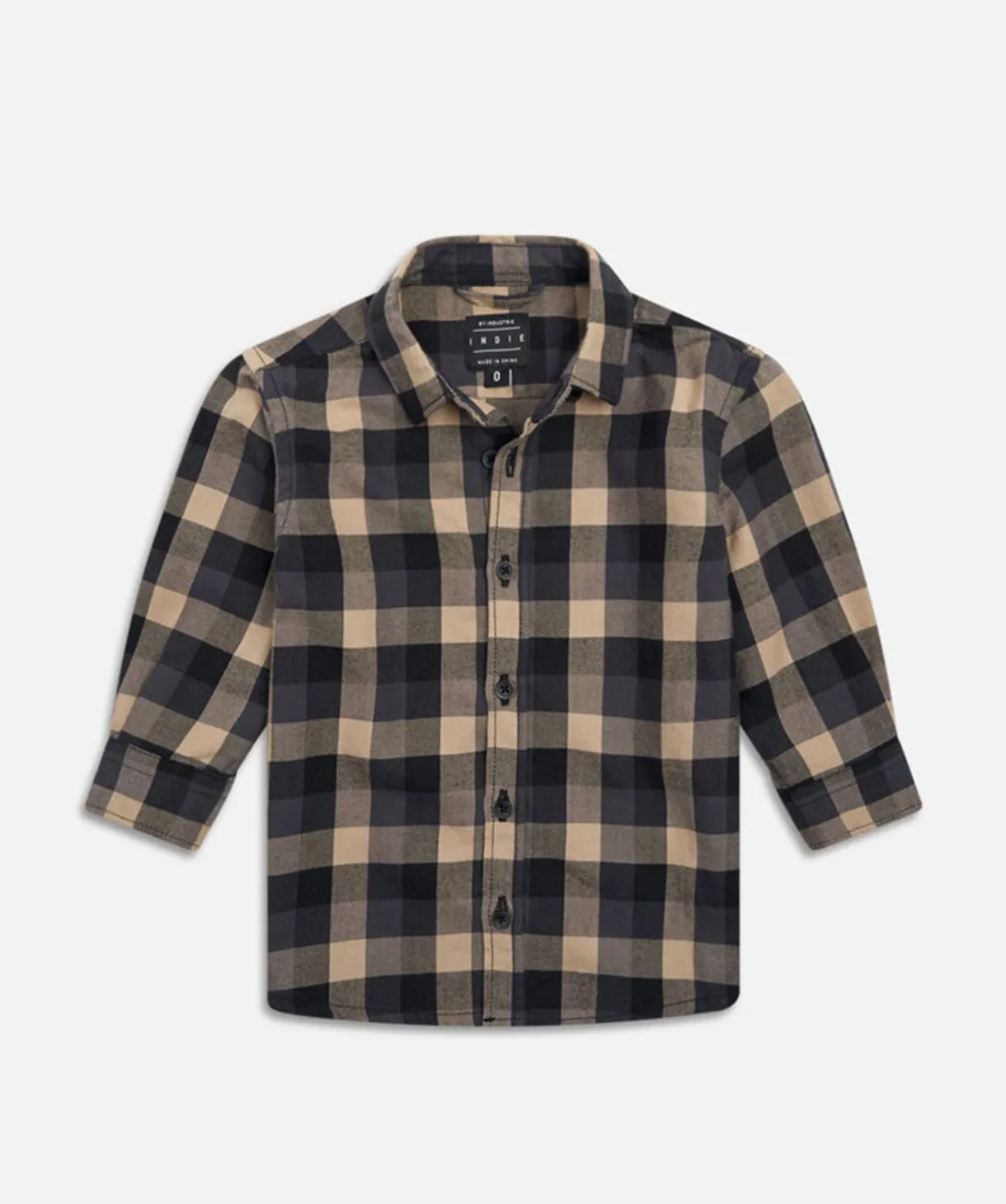 The Birch Ls Shirt - Camel Charcoal
