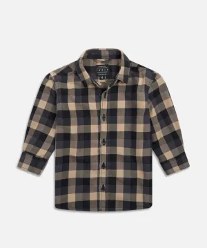 The Birch Ls Shirt - Camel Charcoal