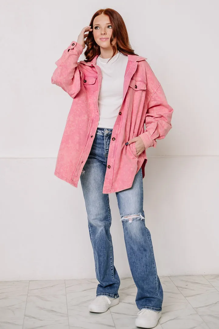 The Runaway Button Up Shacket | Pink