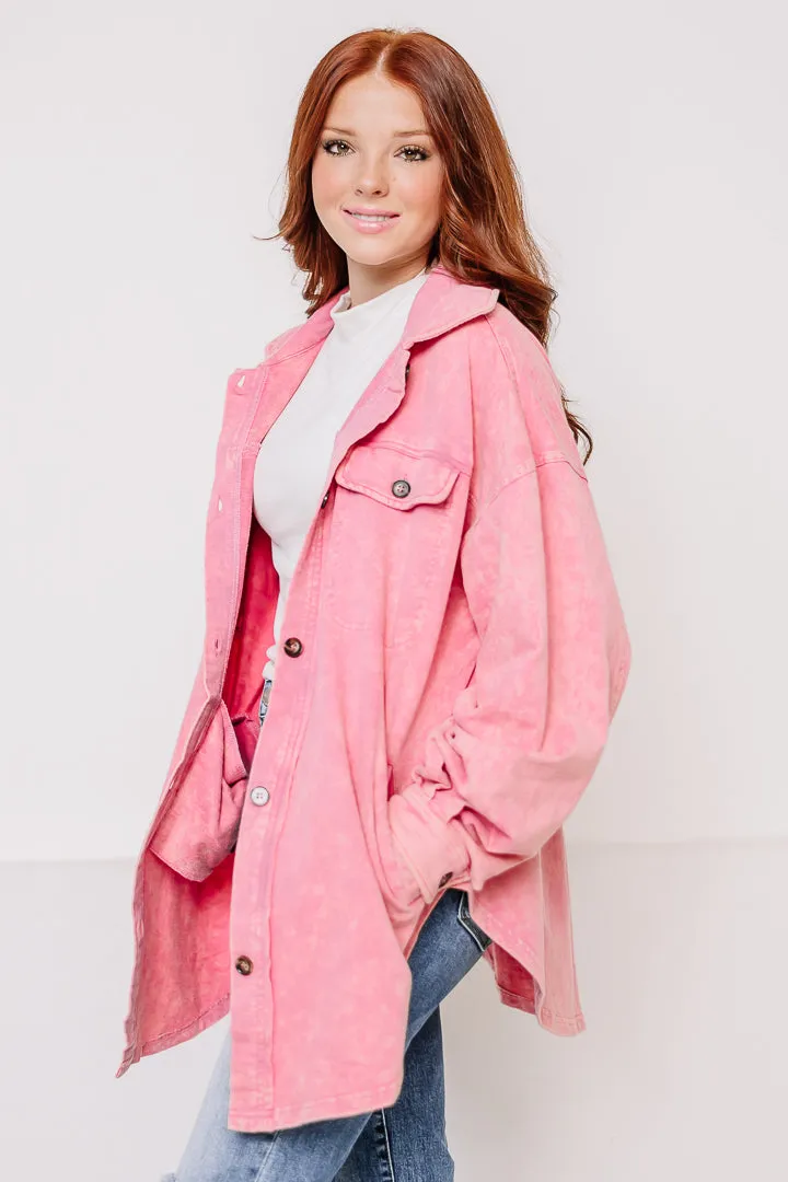 The Runaway Button Up Shacket | Pink