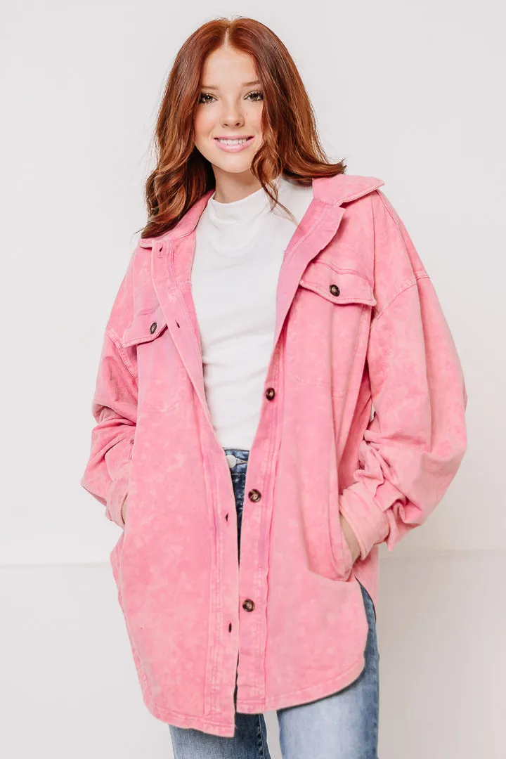 The Runaway Button Up Shacket | Pink