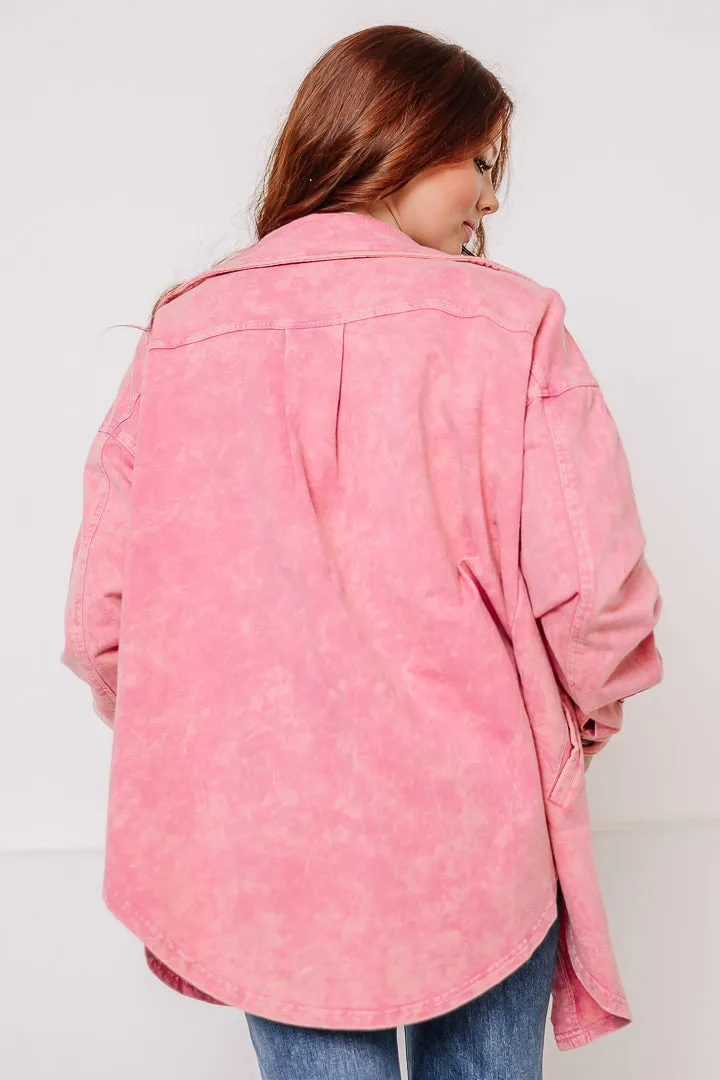 The Runaway Button Up Shacket | Pink
