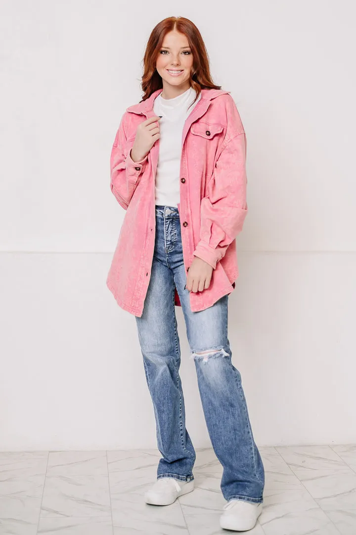 The Runaway Button Up Shacket | Pink