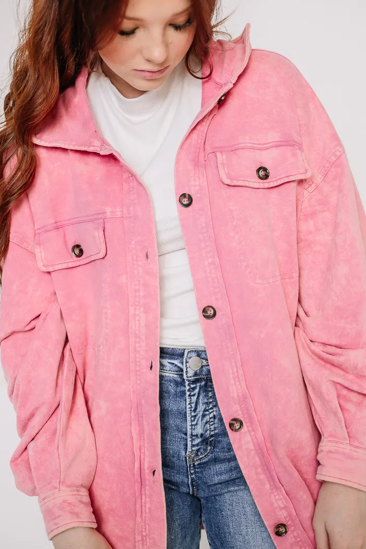 The Runaway Button Up Shacket | Pink