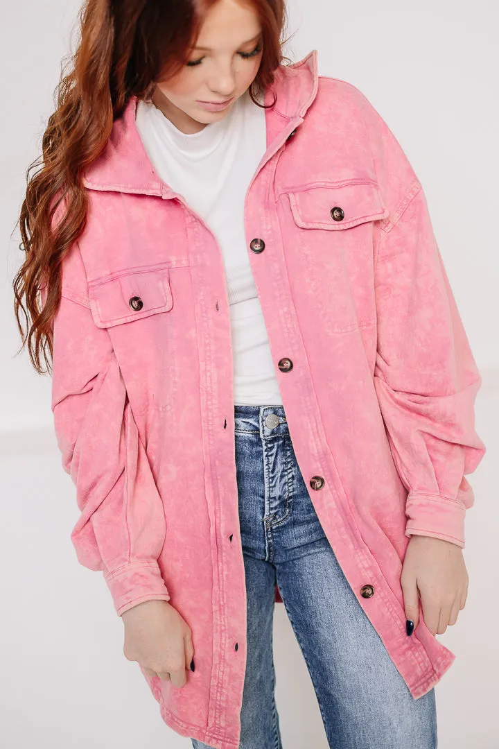 The Runaway Button Up Shacket | Pink