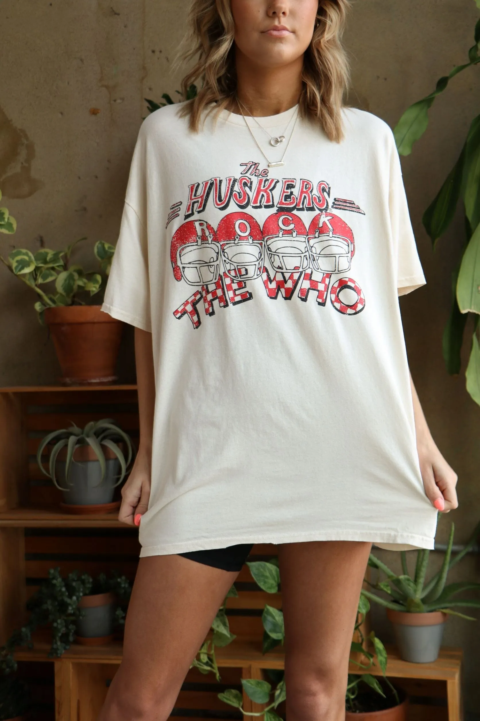 The Who Huskers Rock Off White Thrifted Tee