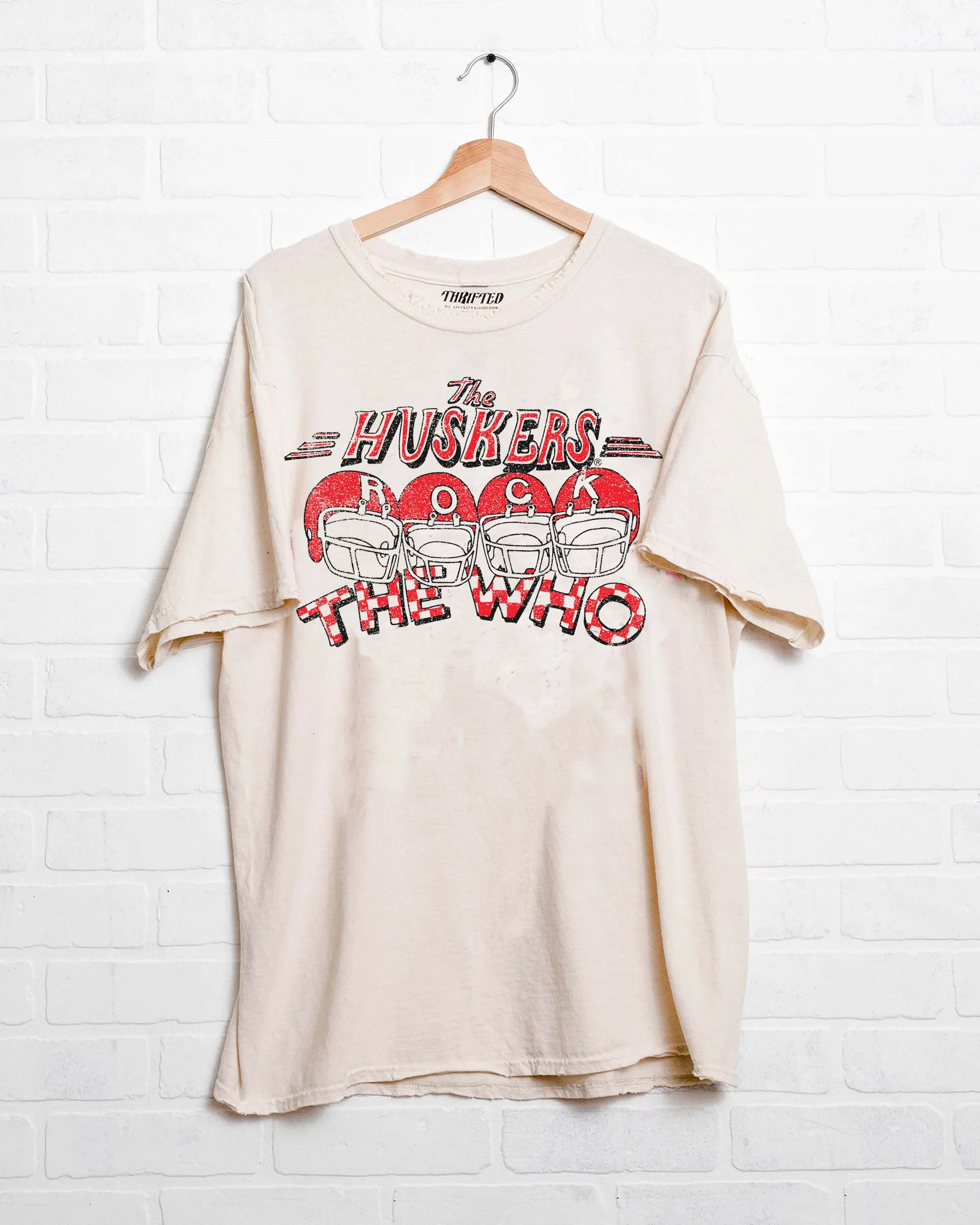 The Who Huskers Rock Off White Thrifted Tee