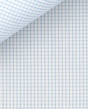 Thomas Mason Light Blue Grid Poplin 100s