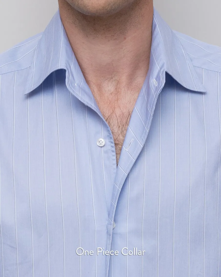 Thomas Mason Light Blue Grid Poplin 100s
