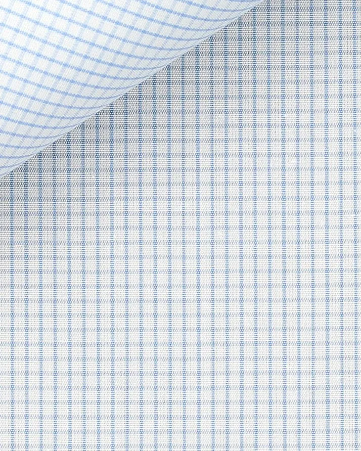 Thomas Mason Light Blue Grid Poplin 100s