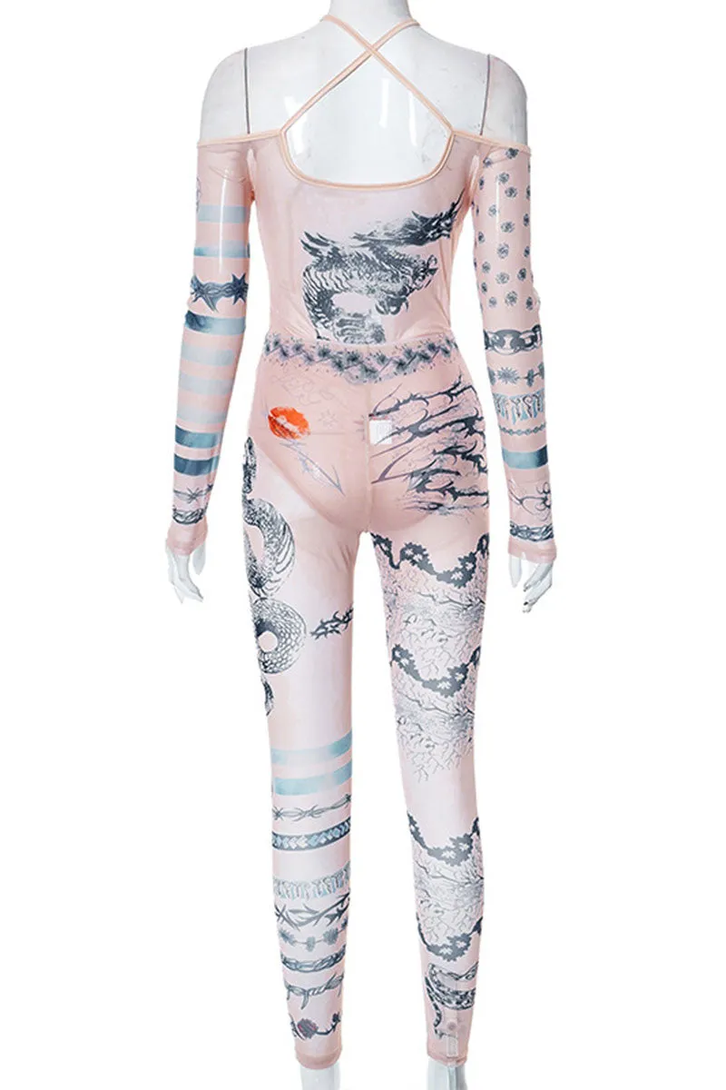 UH0138 Mesh Bodysuit and Leggings Set