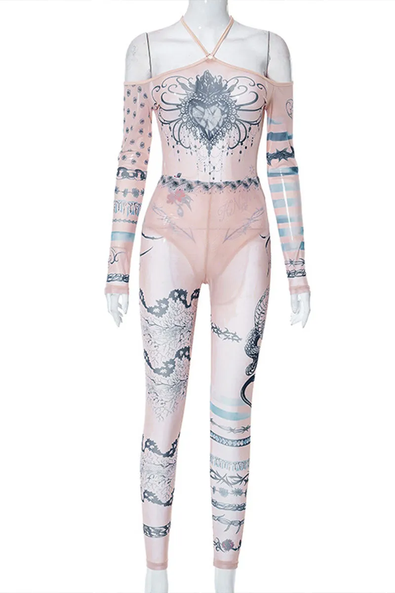 UH0138 Mesh Bodysuit and Leggings Set