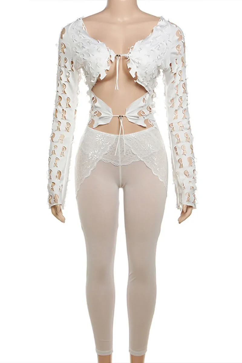 UH0503 Cutout Shirt and Leggings Set