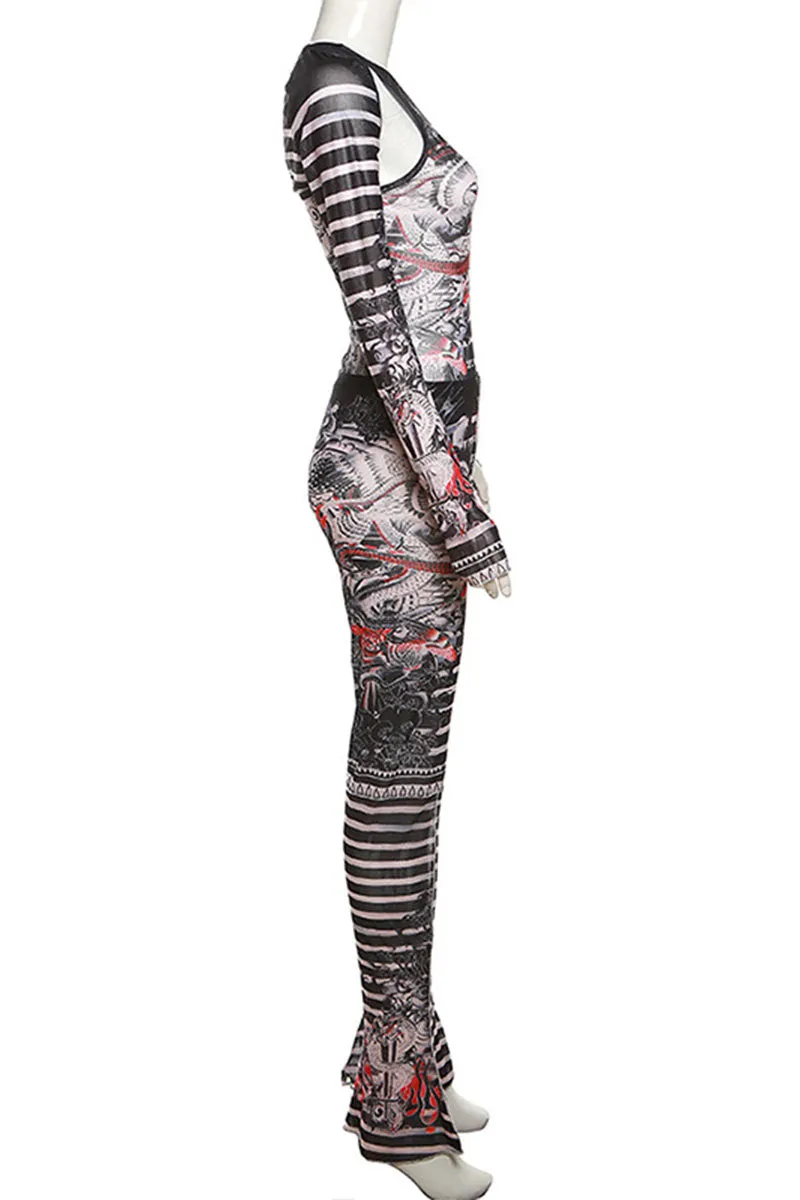 UI0105 Graphic Mesh Tights Set