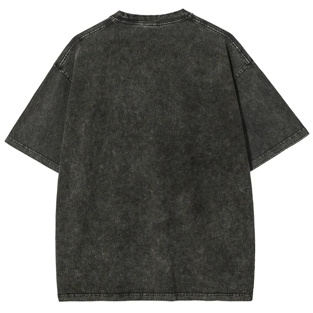 Unisex Vintage The Rock Live Graphic Short Sleeve Washed T-shirt