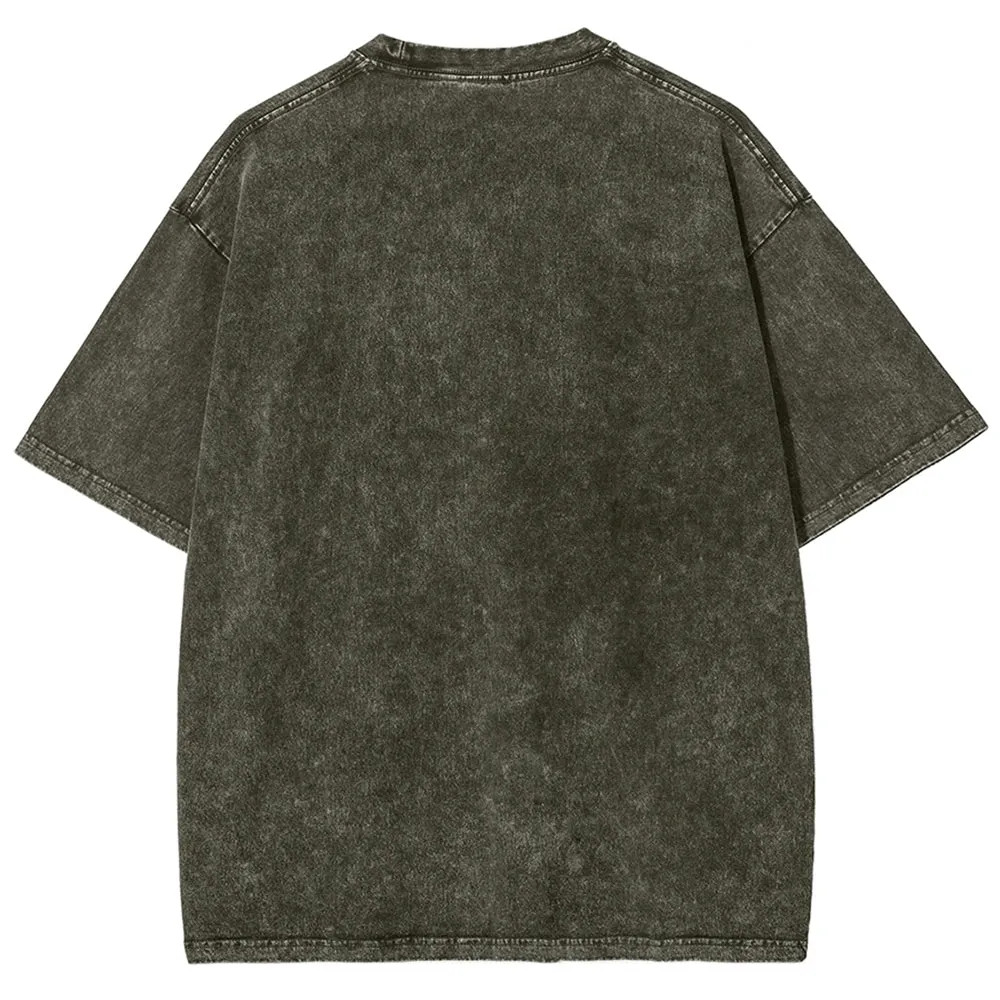 Unisex Vintage The Rock Live Graphic Short Sleeve Washed T-shirt