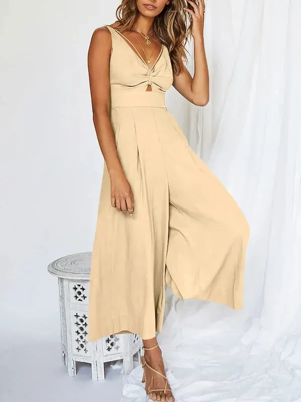 V Neck Cutout High-Waist Jumpsuits (Buy 2 Vip Shipping)