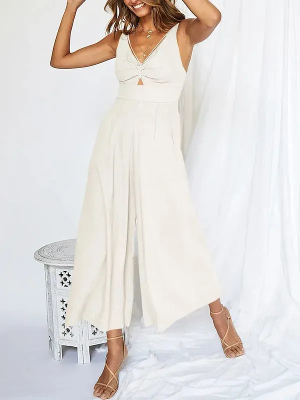 V Neck Cutout High-Waist Jumpsuits (Buy 2 Vip Shipping)