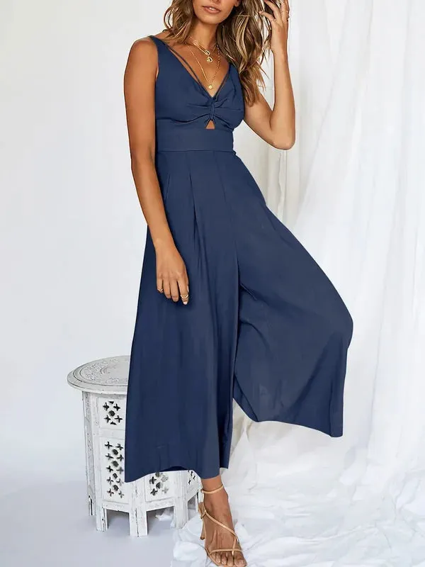 V Neck Cutout High-Waist Jumpsuits (Buy 2 Vip Shipping)