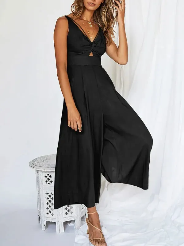 V Neck Cutout High-Waist Jumpsuits (Buy 2 Vip Shipping)