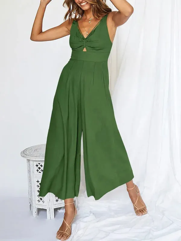 V Neck Cutout High-Waist Jumpsuits (Buy 2 Vip Shipping)