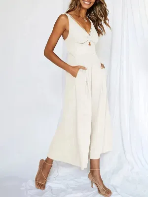 V Neck Cutout High-Waist Jumpsuits (Buy 2 Vip Shipping)
