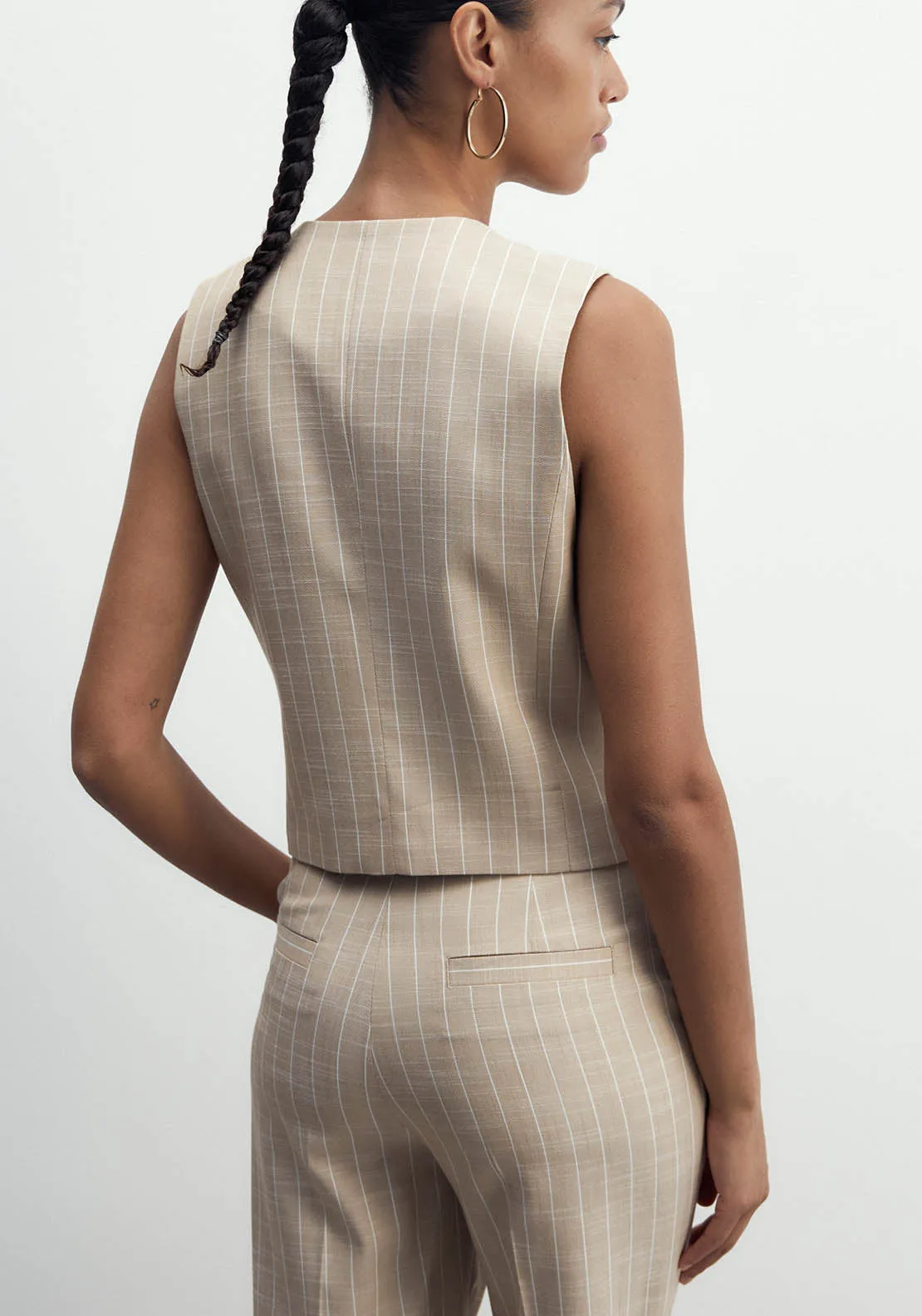 V-Neck Vest - Print Camel