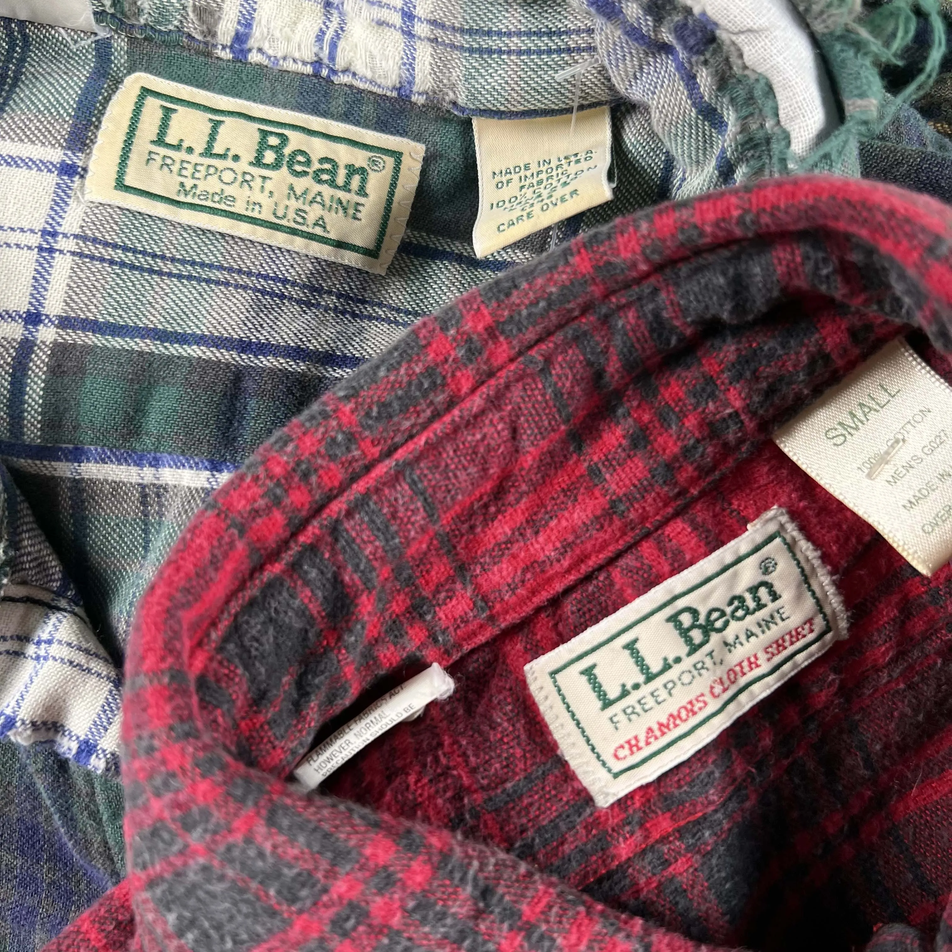Vintage 100% Cotton L.L. Bean Flannels- SELECT SHIRT