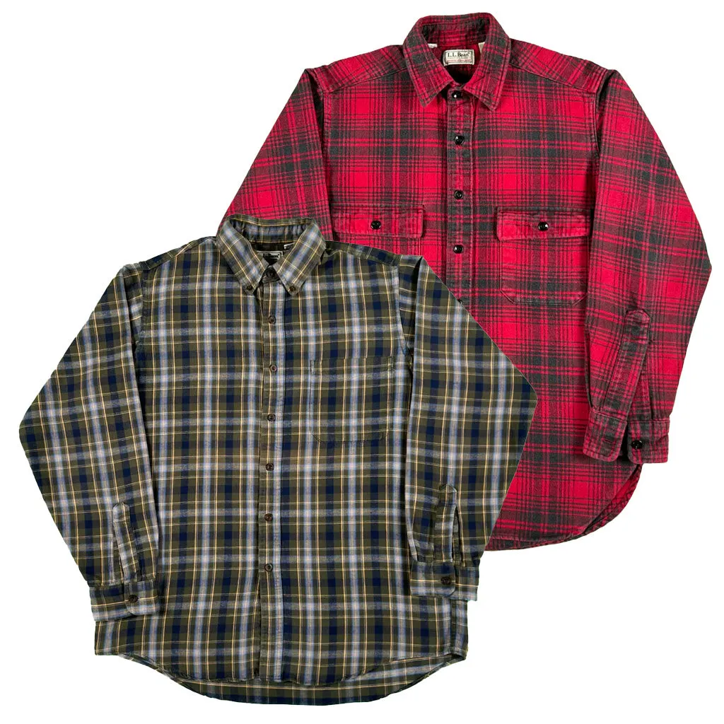 Vintage 100% Cotton L.L. Bean Flannels- SELECT SHIRT