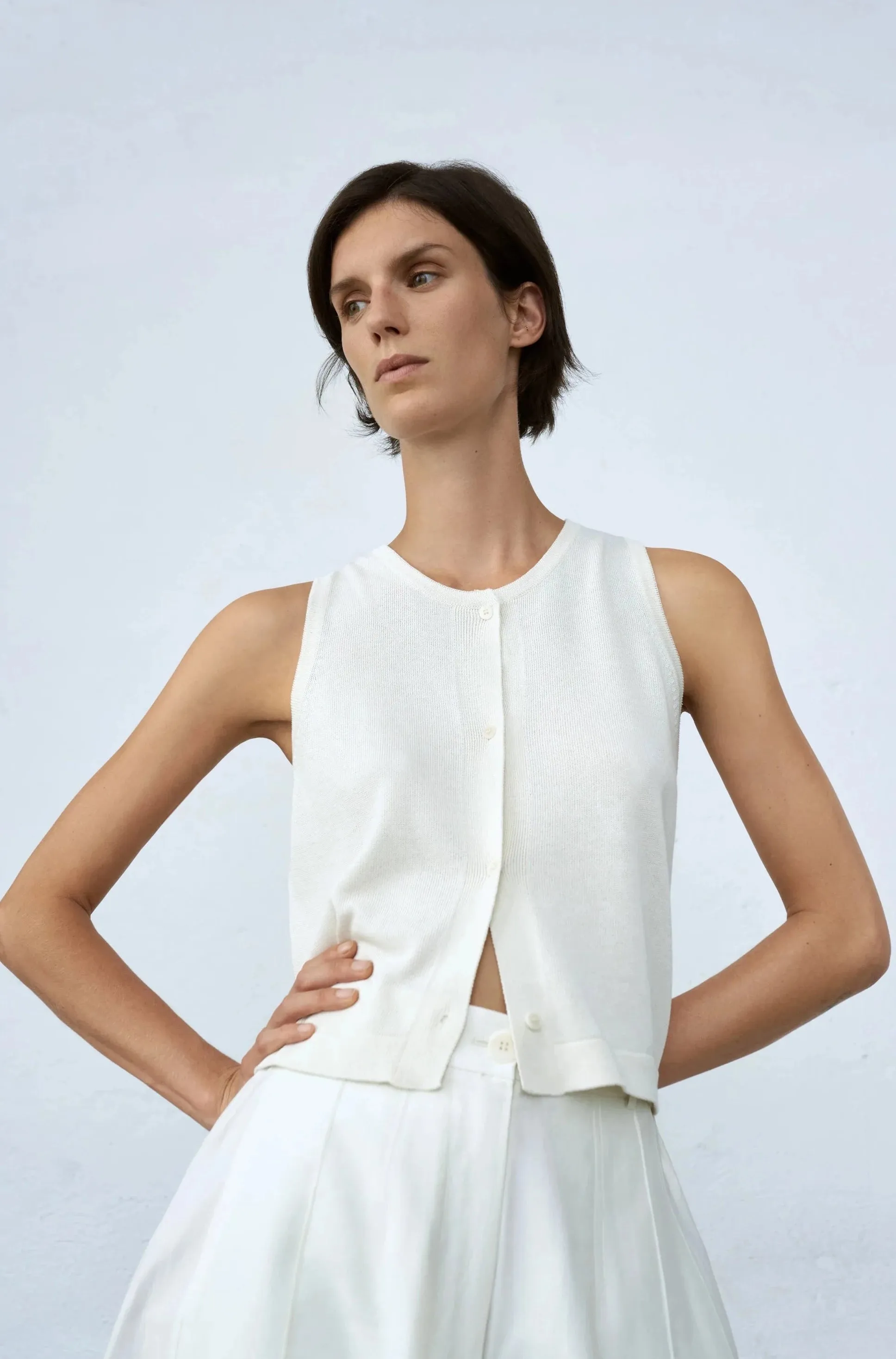 Viscose Waistcoat, Marshmallow