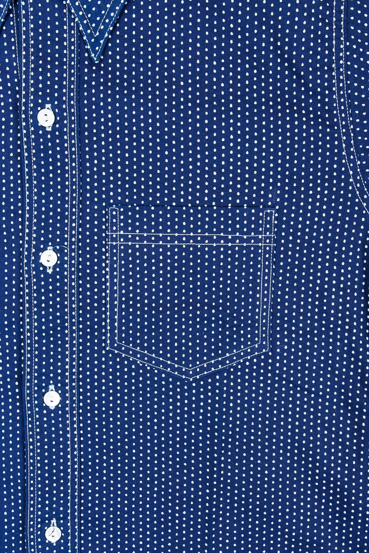Warehouse & Co Wide Awake Shirt Indigo Wabash Dot Pattern
