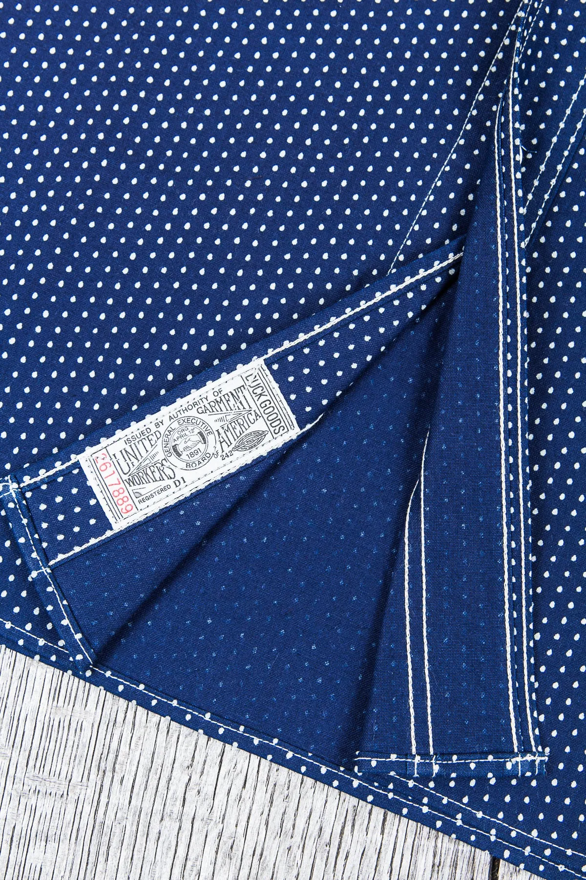 Warehouse & Co Wide Awake Shirt Indigo Wabash Dot Pattern