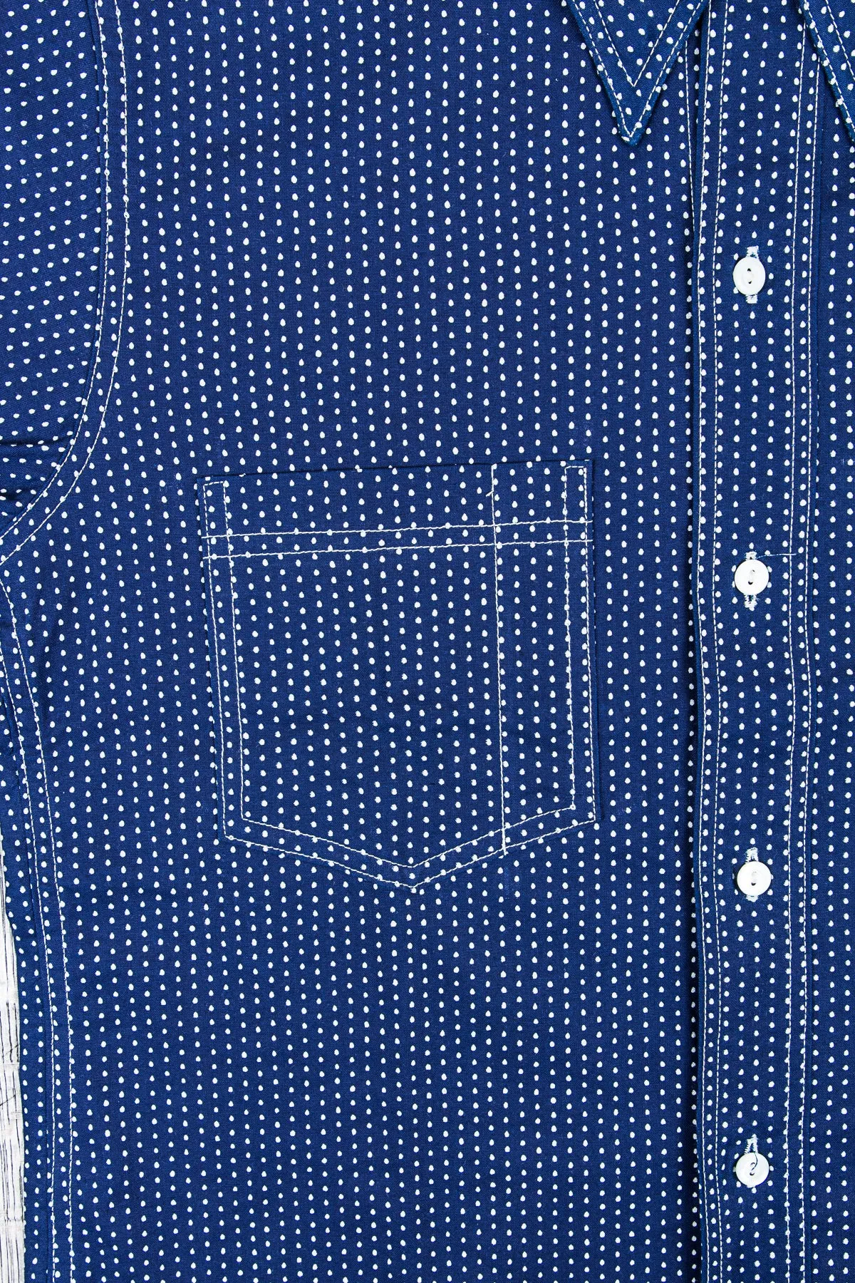 Warehouse & Co Wide Awake Shirt Indigo Wabash Dot Pattern