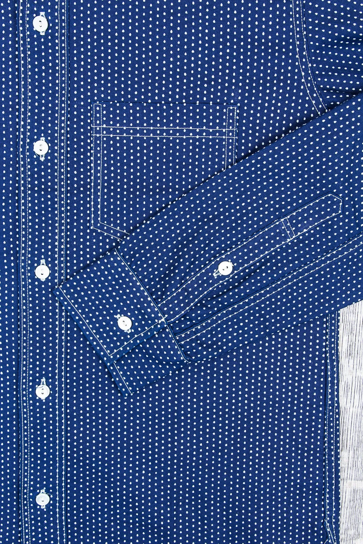 Warehouse & Co Wide Awake Shirt Indigo Wabash Dot Pattern