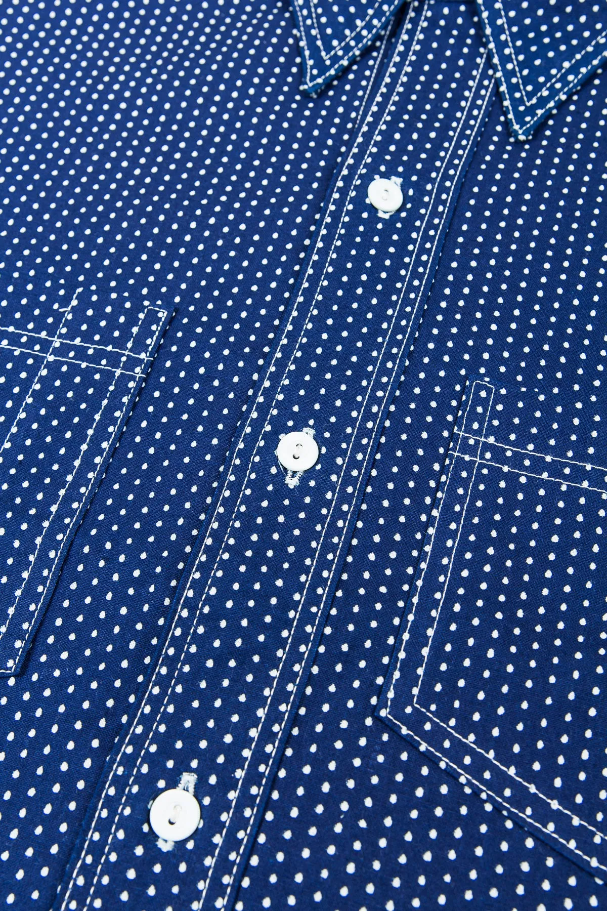 Warehouse & Co Wide Awake Shirt Indigo Wabash Dot Pattern