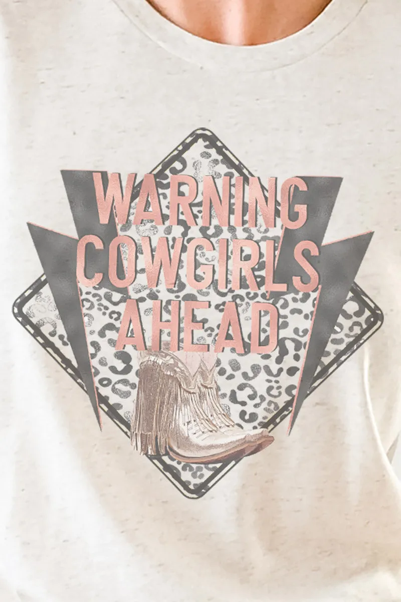 Warning Cowgirls Ahead Tri-Blend Short Sleeve Tee